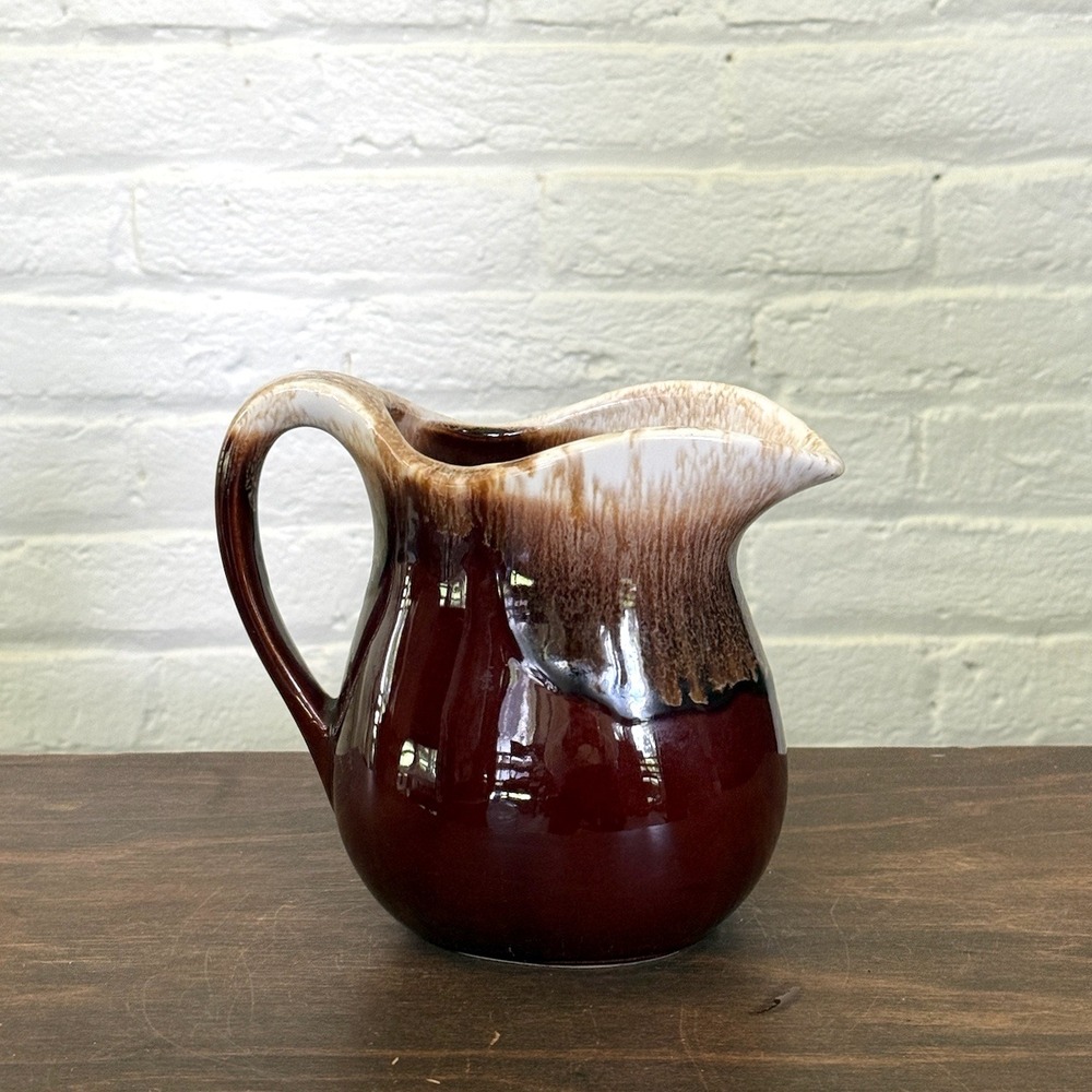Vintage McCoy Pottery Brown Drip Glaze Pitcher USA 303 MCM Ceramic
